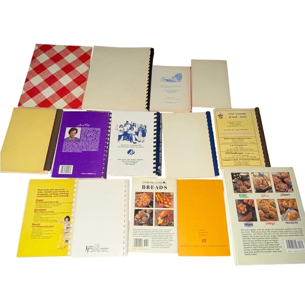 Lot of 14 Vintage Community Church Cookbook Southern Regional Recipes Spiral